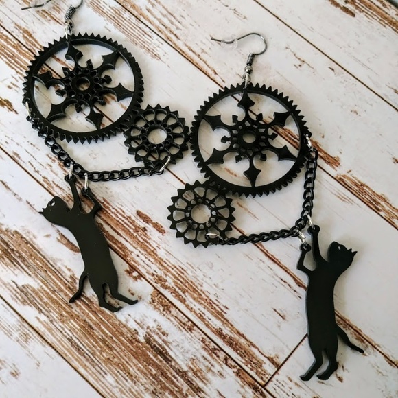 Jewelry - Steampunk Hang in There Earrings